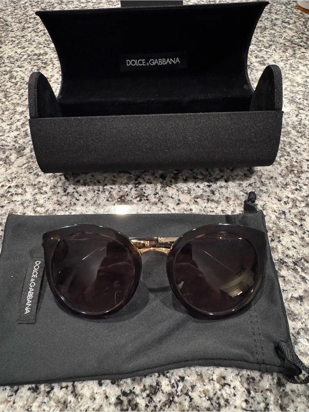 Dolce & Gabbana Black and Gold Round Sunglasses for Men